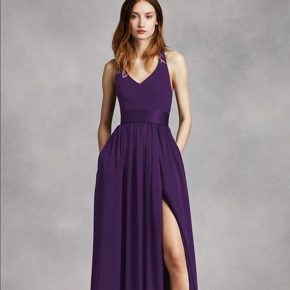 V Neck Halter Gown with Sash